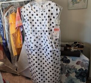 White Dress with Black Polka Dots